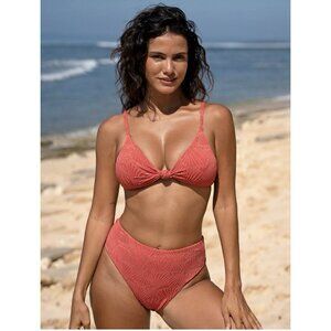 Berlook Triangle Bikini Orange Seashell Textured Bikini Set Size S Small NEW